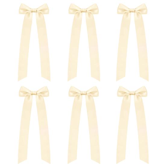 6 Pcs Candlestick Bow Decor Large Candle Holder Ribbon Bows Dining Table Centerpieces for Gift Wrapping Wedding Bridal Shower Bachelorette Party Decor