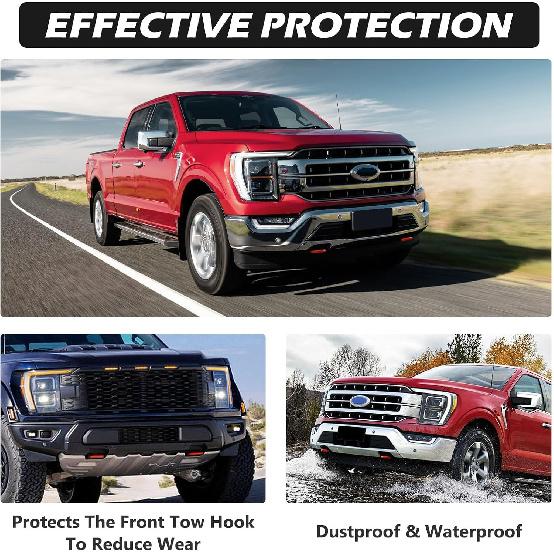 Tow Hooks Covers for Ford F150 2004-2025 Bronco Base/Big Bend/Outer Banks 2021-2025 Compatible with Toyota Tundra Accessories 2017-2021 (Red)