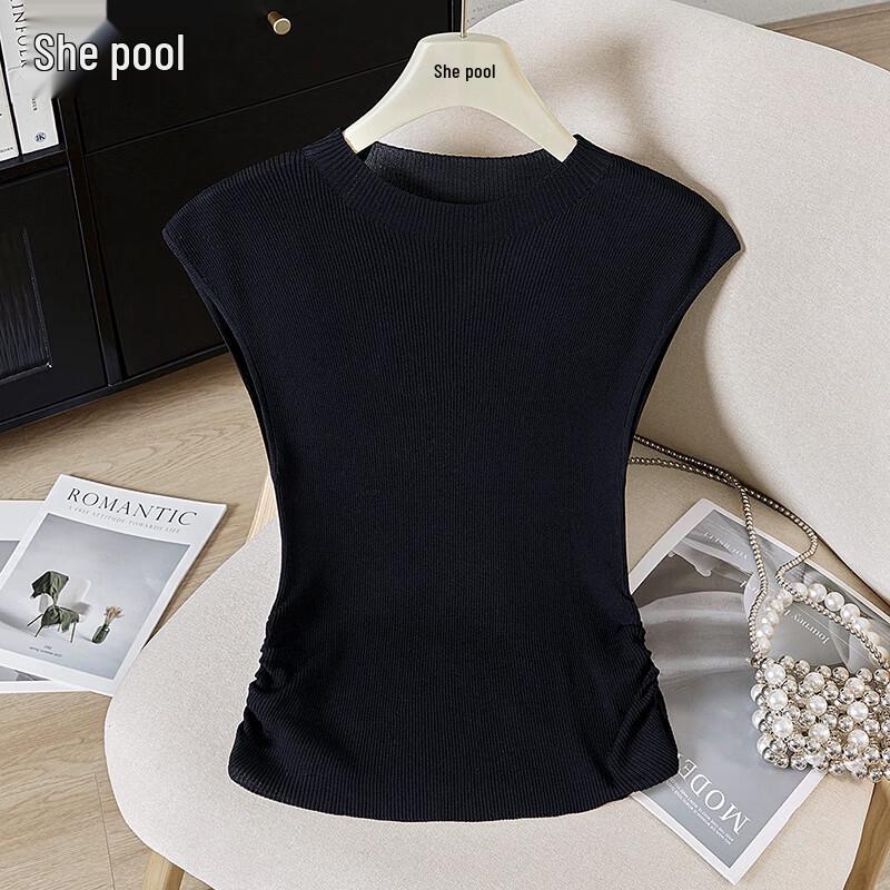 

Женский однотонный трикотажный топ без рукавов с круглым вырезом XL