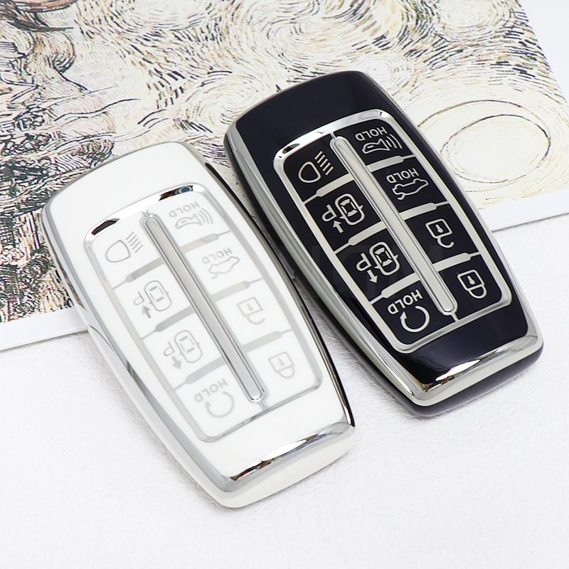 TPU 8 Button Car Key Cover Case For Hyundai Genesis G80 GV70 GV80 2019 2020 2021 2022 Remote Key Holder Auto Accessories