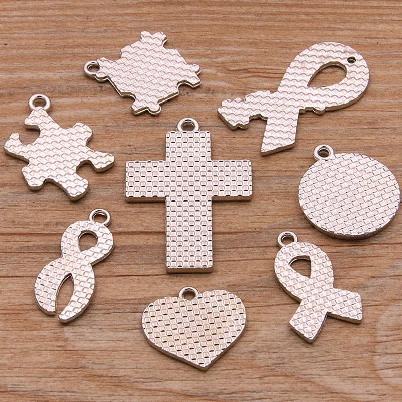 8Pcs Gold Plated Pendant with Puzzle Shape Pendant Enamel Autism Awareness Pendant Bulk Diy Necklace Bracelet Keychain