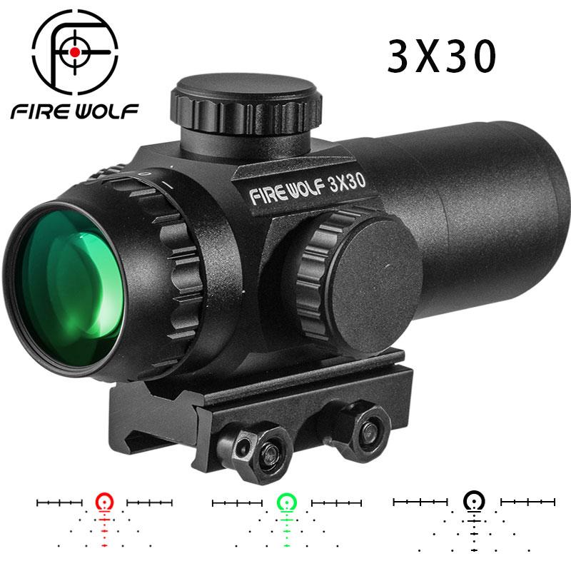 FIRE WOLF 3X30 Prism Scope Compact Hunting Prism Optics 1/2 MOA Waterproof 1000G Shots