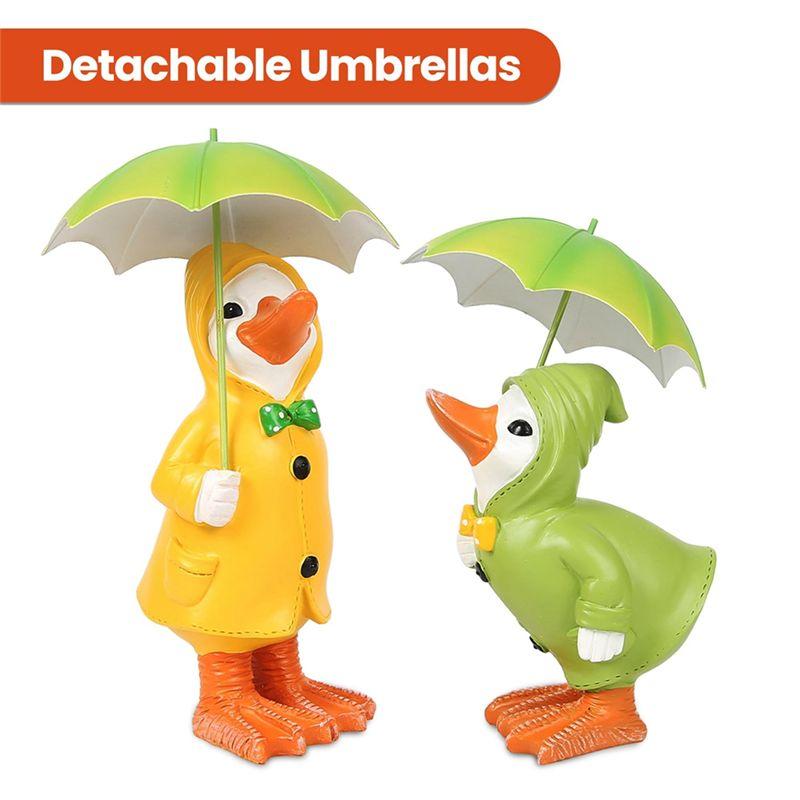 AEE4-2PACK Dilly And Dally Garden Ducks With Detachable Umbrella Garden Ornaments Outdoor Novelty Standing Sculpture