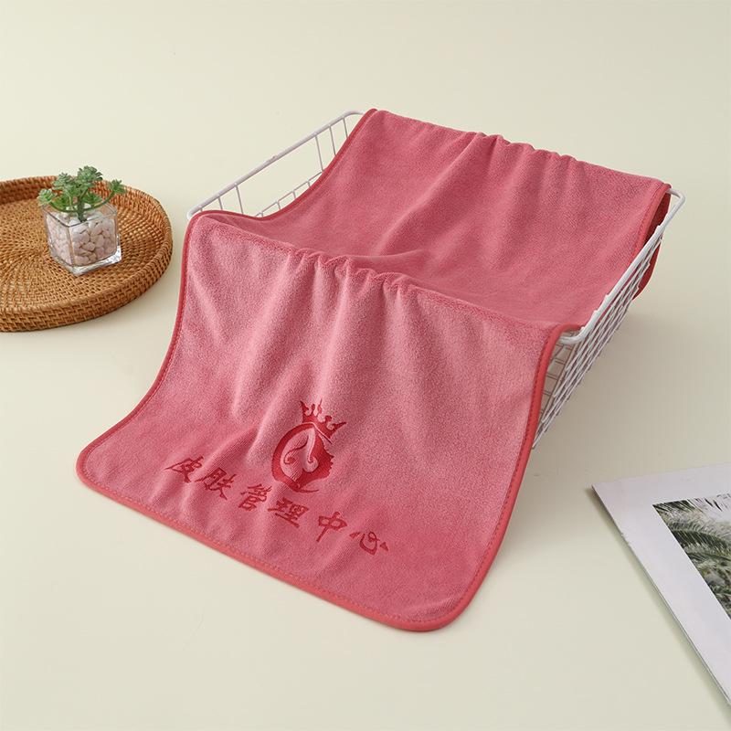 Embroidered Lint-Free Beauty Salon Bath & Head Wrap Towel - Soft, Absorbent, Thickened with Logo Print 35x75 роза розовый