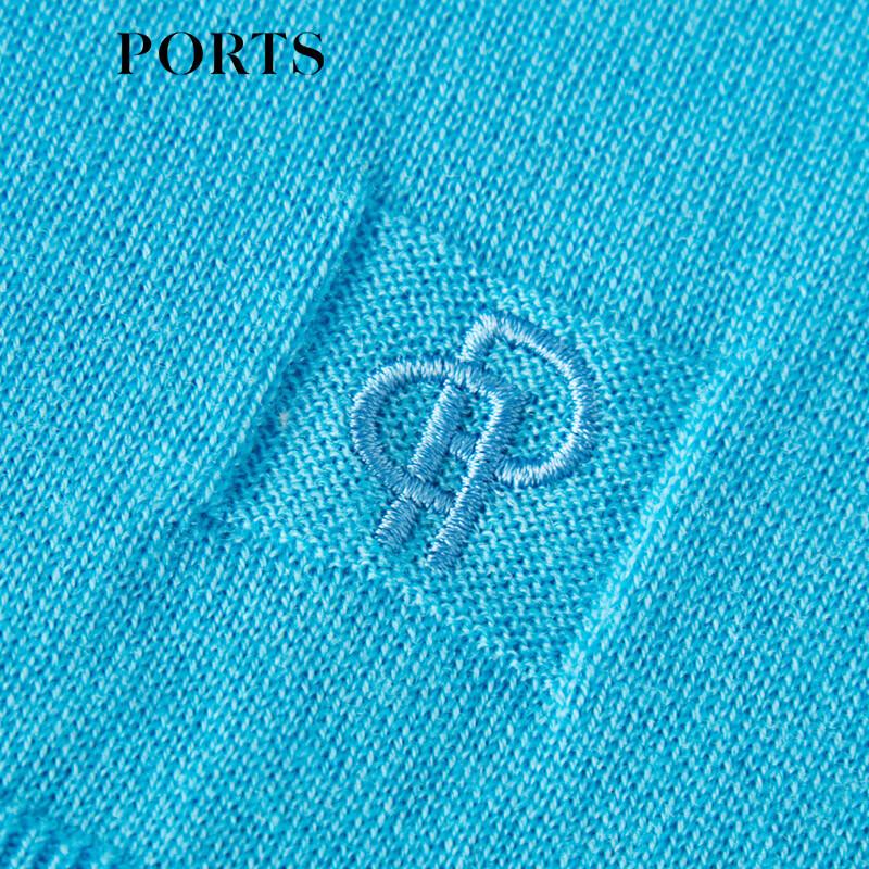Ports Women's Striped Logo Embroidered Wool Knit Sweater