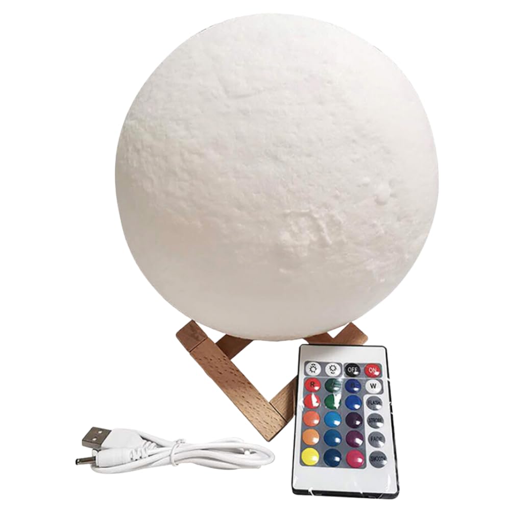Moon-shaped LED Light with 16 Colors, Remote Control Included, Stylish 3D Interior Lighting (12cm)