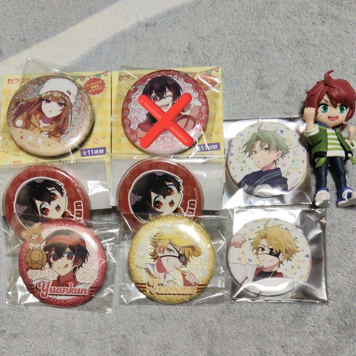 Used Colorful Peach Can Badge Set of 7 Karapichi Yuan-kun Tatsun-san Shiva-san Eto-san