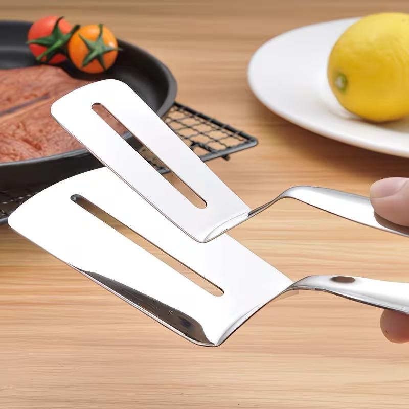 Stainless Steel Tong Spatula 2 in 1 Kitchen Tongs Non Stick Cooking Spatula Food Turner Clip for BBQ Frying Cooking Tool