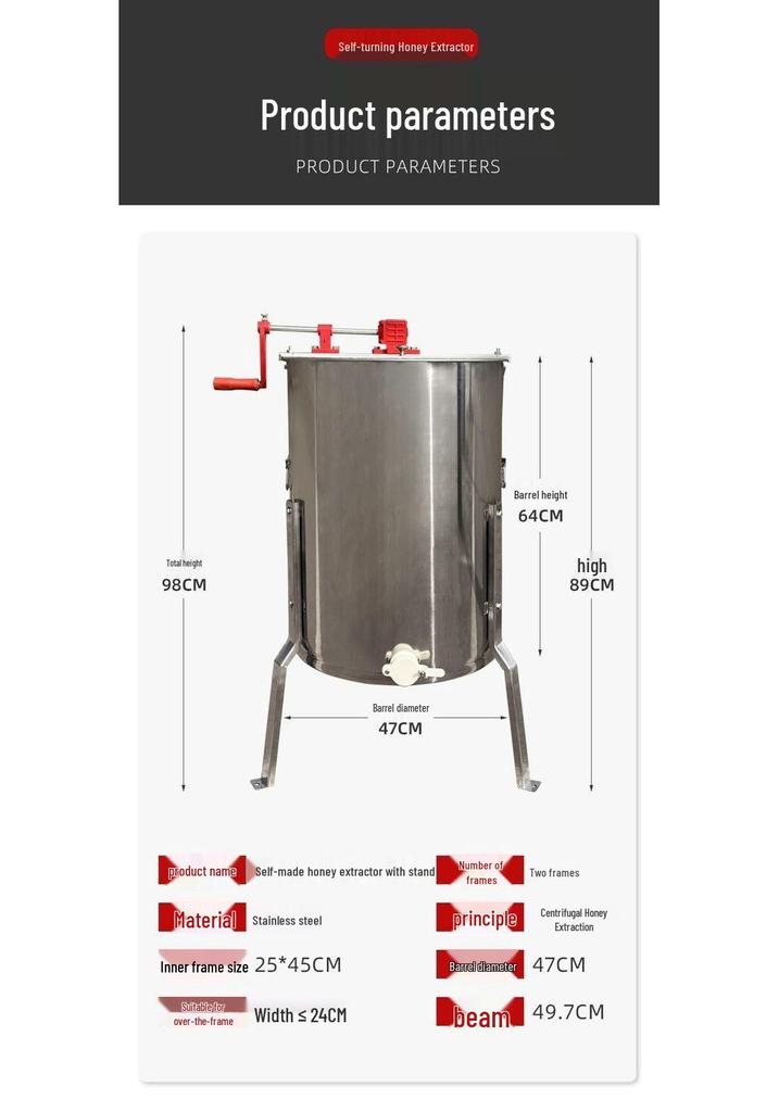 Compact Stainless Steel Honey Extractor & Beekeeping Set