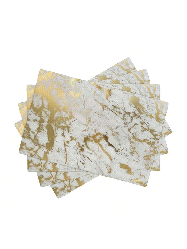 4pcs Marble Table Placemats Washable Marble Style Table Mats Wipe-Clean And Easy To Clean Suitable For Home Kitchen Decor