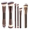 Dual-Head Makeup Brush Set: Foundation, Blush, Loose Powder Brushes In Coffee Color.