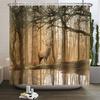Fall Forest Natural Scene Shower Curtain for Bathroom Autumn Maple Tree Plants Rural Landscape Pumpkin Waterproof Shower Curtain