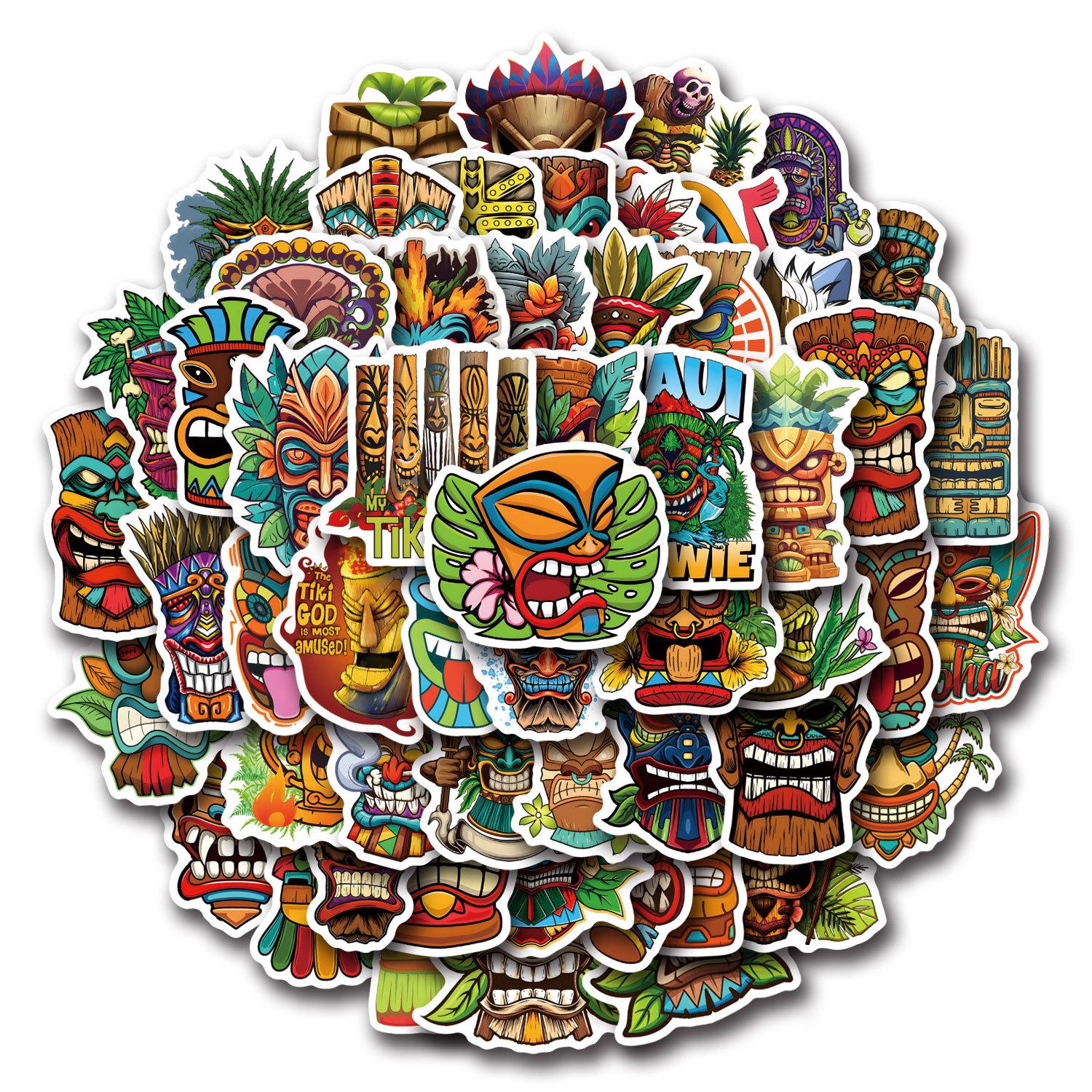 

55 Tiki Tiki Maori Mythical Stickers Suitcase Notebook Mobile Phone Graffiti Stickers