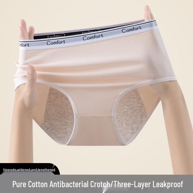 Plus Size Leak-Proof Menstrual Cotton Panties - Antibacterial, 200 Lbs Support, Aunt Sanitary Underwear for Women
