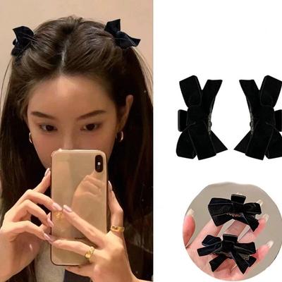 Koreanische Samt Schleife Haarspange Klaue Klemme süße schwarze rote Schleife kleine Haarklammer Clip Prinzessin Kopfbedeckung Mädchen Frauen Haarklammer Clip