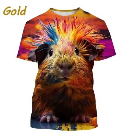 Süßes Hamster-Muster T-Shirt, 3D-bedrucktes kurzärmeliges T-Shirt für Herren und Damen, extra große Größe Hip-Hop T