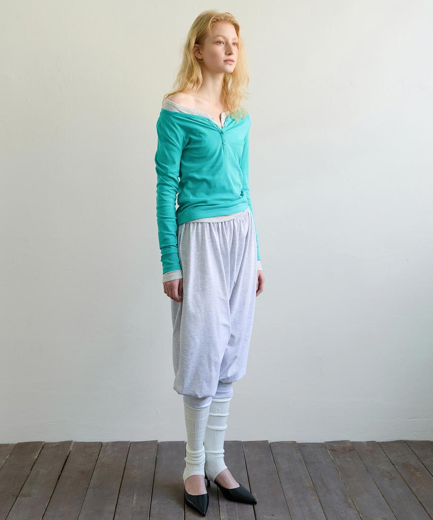 Aobteu Two-Way Henley T-Shirt - Mint