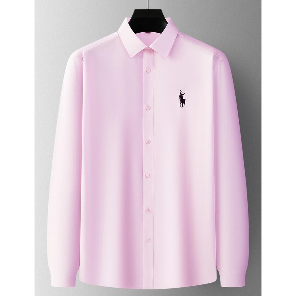 TrendHub Casual Long-sleeved Shirt Embroidery Trendy Loose Shirt Men