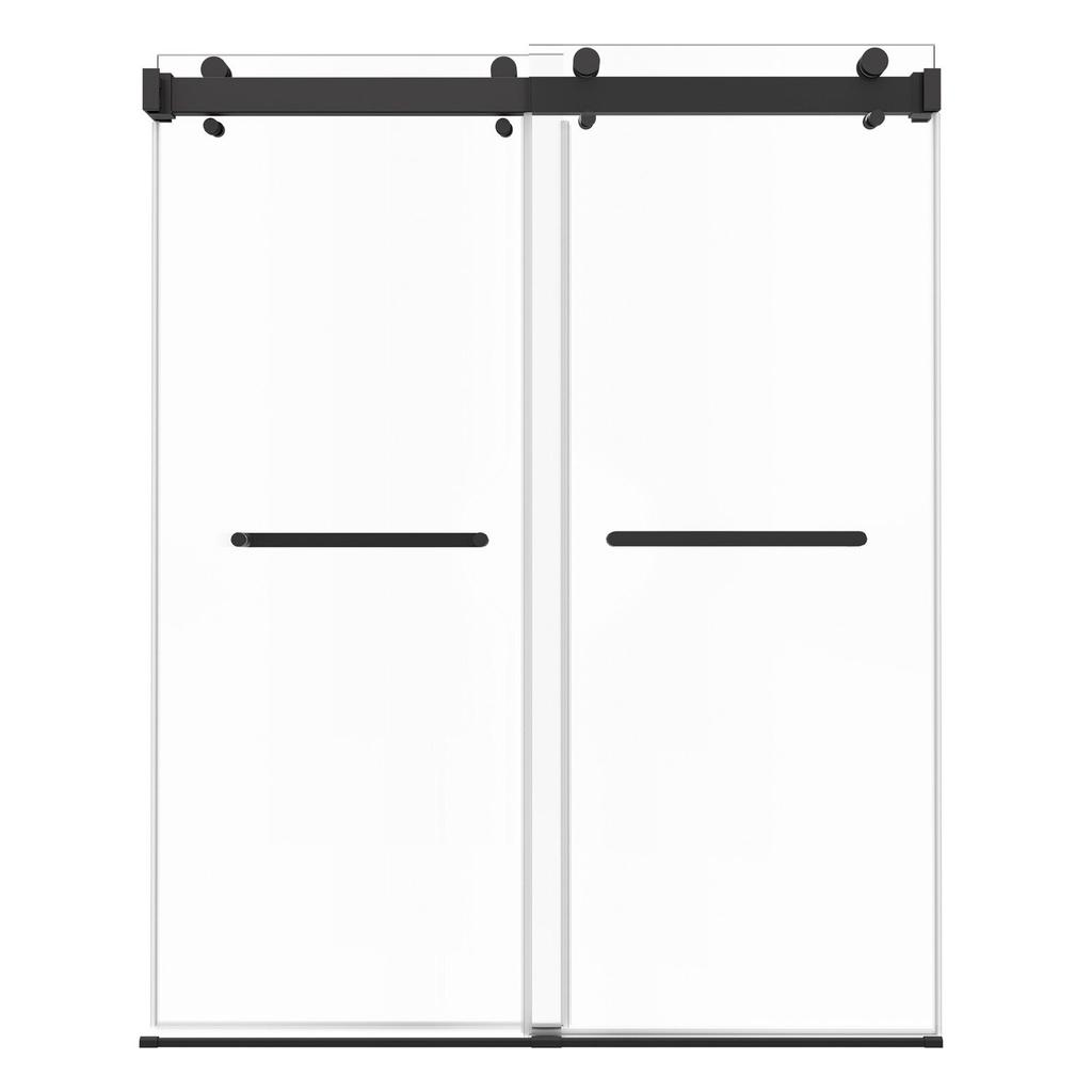 Frameless Shower Door, 1219 mm W x 1930mm H, Shower Sliding Glass Door with 10 mm Thick Clear Tempered Glass, Noiseless Shatterproof Nano Coating,