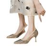 Sexy Strass Pailletten High Heels Sommer Französisch Hohl Stiletto Damenschuhe Spitzschuh Schuhe Damen