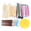 24pcs Clay Pottery Modeling Set Ball Stylus Dotting Tools Cake Rubber Pen Brush Kit for Sculpture Pottery