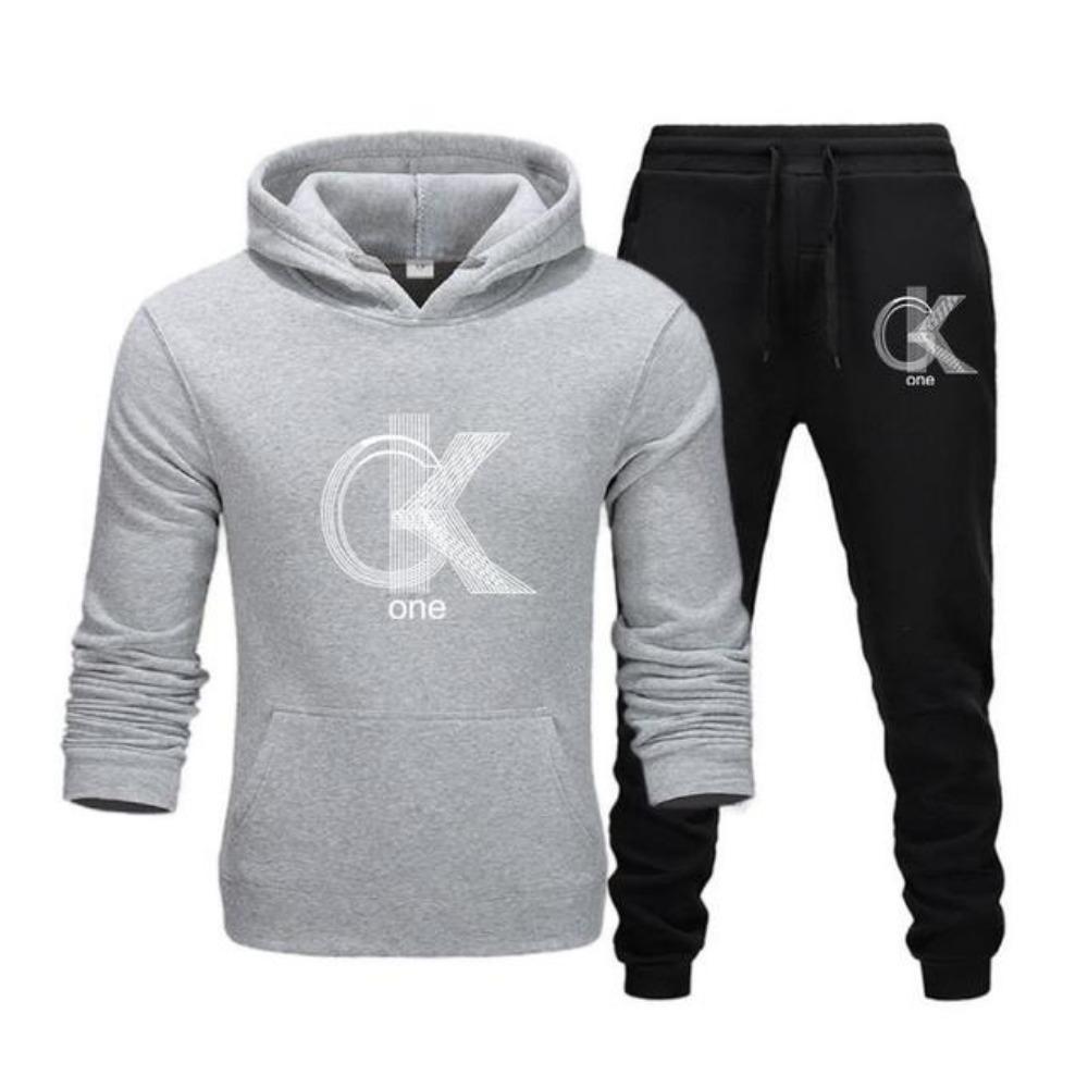 Herenmode Bedrukte Hoodie+Broek Set, Casual Sportkleding+Sportkleding Set