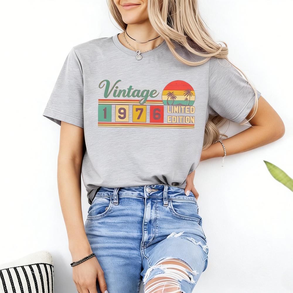 Vintage 1976 Limited Edition Birthday T-Shirt Classic Retro Style Graphic Printed Tshirt Men Women Fashion Tops