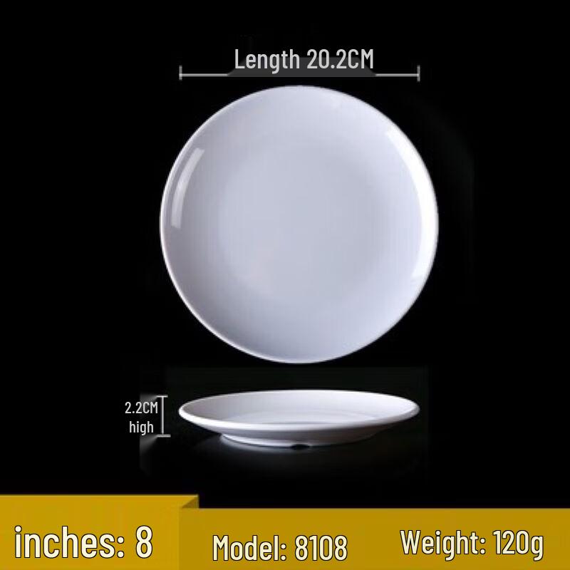 Huihuang Commercial Melamine Round Serving Plates - 10 Pack