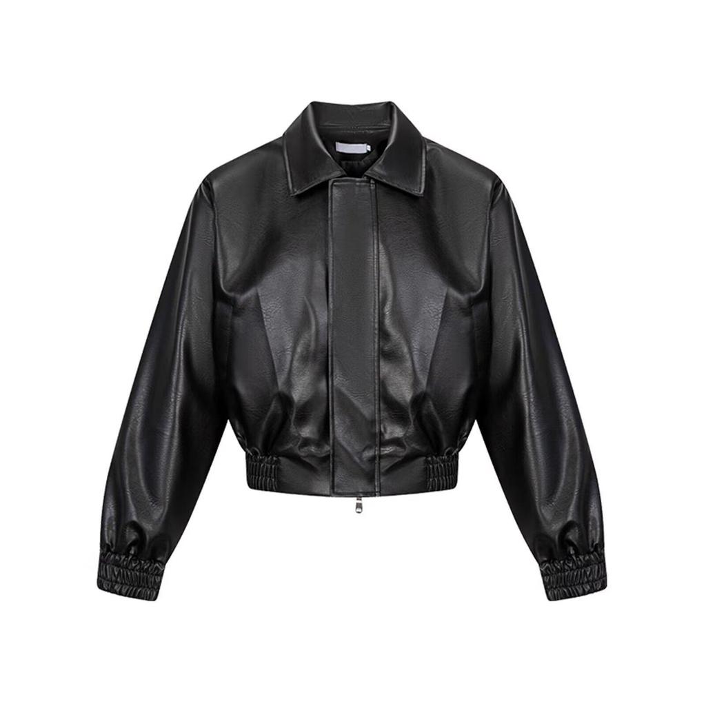 Stylová pánská polstrovaná kožená motorkářská bunda s límcem pro teplo a pohodlí