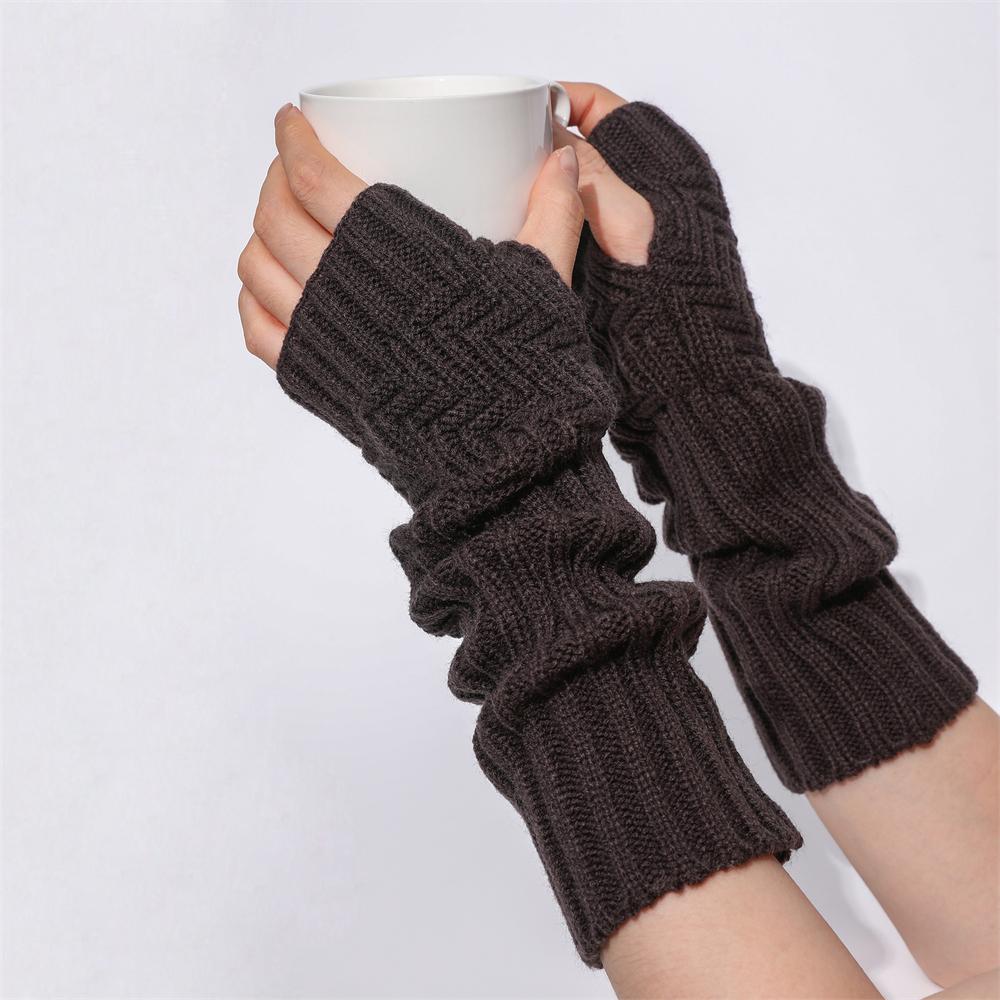 A pair Long Fingerless Glove Arm Warmer Stretchy Mitten Unisex Crochet Half Finger Long Gloves