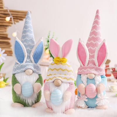 Easter Gnome and Rabbit Knitted Ornaments with Egg-Holding Forest Man Decoration
