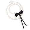 Wind French Retro Imitation Pearl Necklace Beaded Necklace Temperament Small Fragrant Wind Ribbon Bow Neck Chain