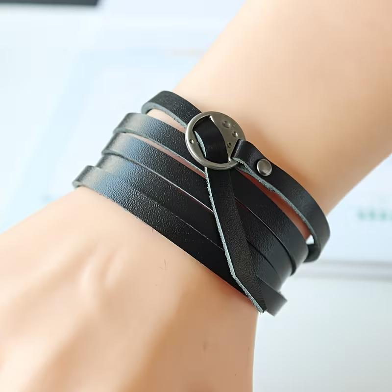 1 Vintage Leather Woven Bracelet - Versatile Necklace, Wrist And Waist, Fashionable Leather, Unisex Daily Accessory
