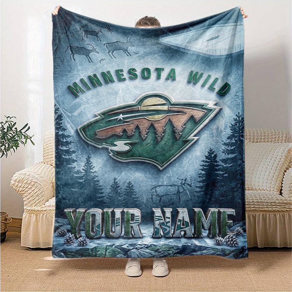 Name Custom Minnesota Wild Print Flannel Blanket High Quality Warm Comfortable Cover for All Seasons Perfect for Gifts Home Decor