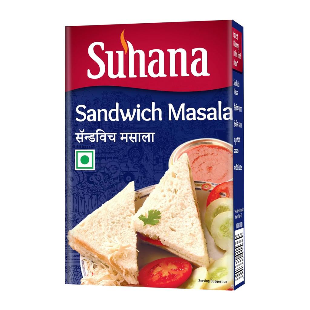 Suhana Sandwich Masala 50g Packung 1 Pikante Sandwich-Gewürzmischung Geschmacksverstärker Würze Für Snacks Indischer Straßen-Geschmack