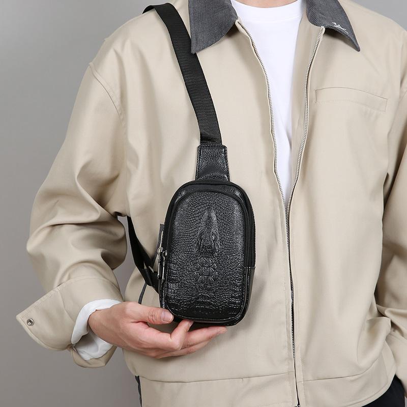 Versatile PU Leather Chest Bag - Professional Chest Sling for Work, Travel & Outdoor Activities (Fits Phone & Essentials)