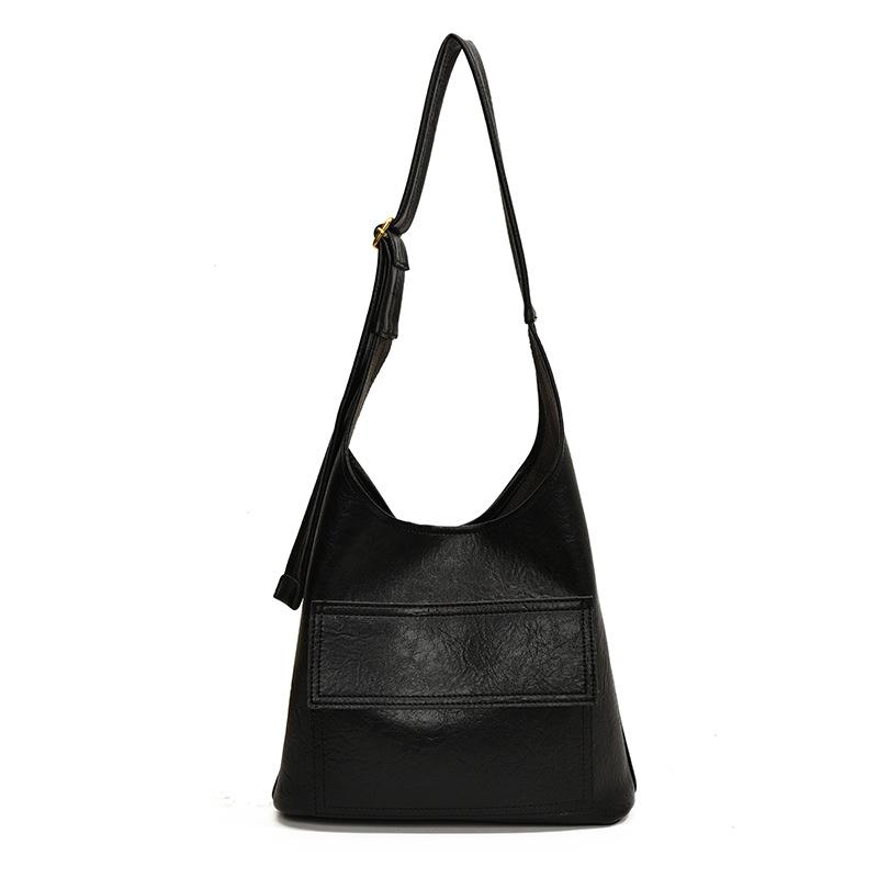 

Женская сумка-тоут новая текстура простая повседневная сумка под мышкой большой вместимости через плечо чёрный