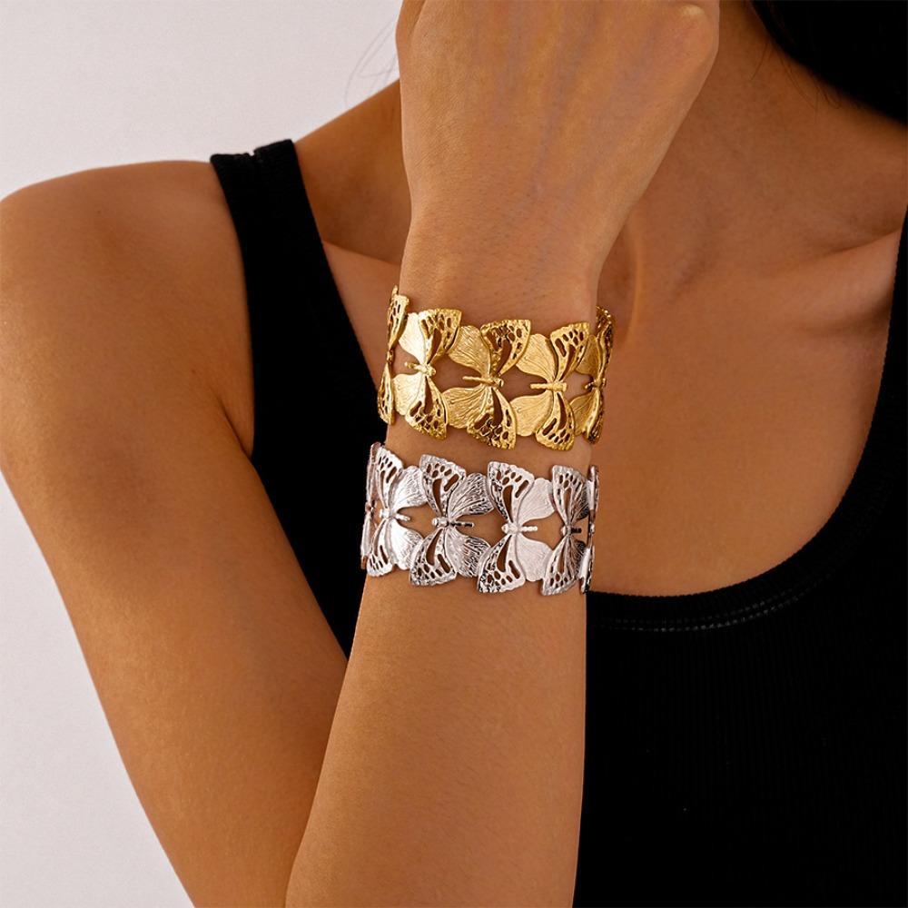 Metal Wide Open Bangle Butterfly Exaggerated Bracelet Temperament Cuff Bangles Girls Gift