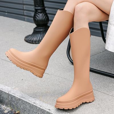 Neue 38 cm lange Gummistiefel mit hohem Gummi für Damen, PVC, rutschfest, modisch, für den Außenbereich, bequeme, dicke wasserdichte Schuhe