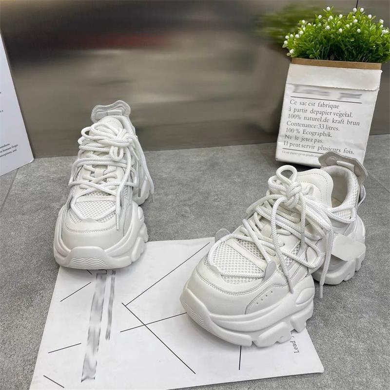 Trendy Mesh Dad Shoes for Women  Autumn New Style Thick Sole Height Increasing Versatile Casual Sports Vulcanized Shoes