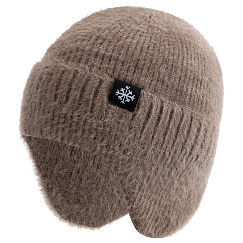 New Women Candy Colors Earflap Winter Hat Fashion Faux Fur Knitted Hat Kpop Style Soft Beanie Hats Female Streetwear Cap