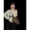 IELGY women's large-capacity bag, simple soft leather shoulder armpit bag, retro commuter oblique span mother and child bag