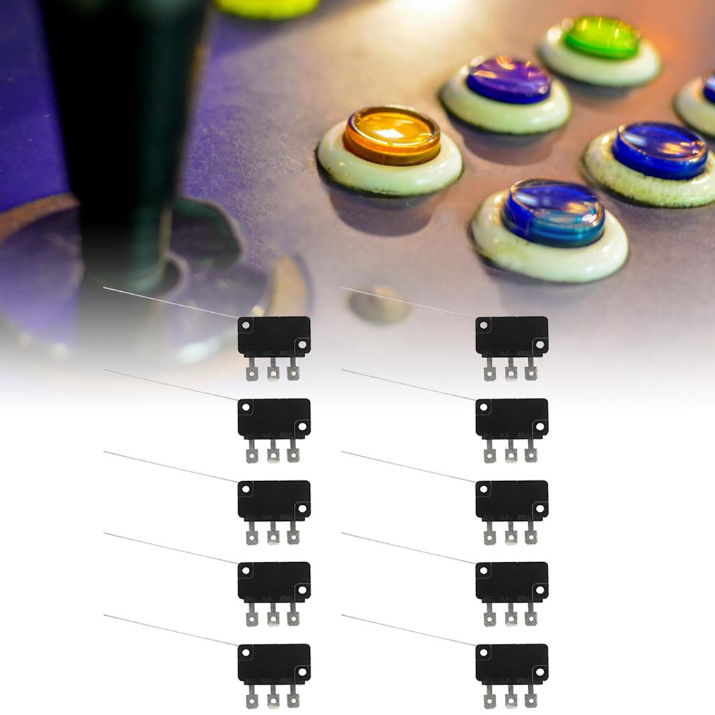 10Pcs Normally Open Micro Switch Long Pin for Electronic Switches Game Console Buttons