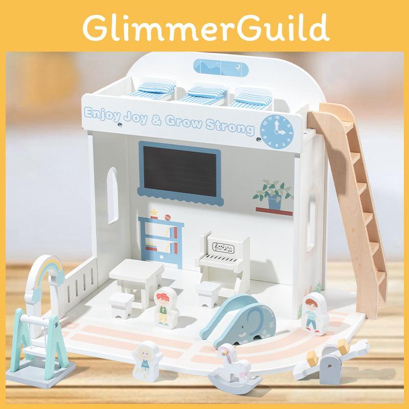 Toy Children Wooden Playground Scene Interactive Elements Hand Eye Coordination