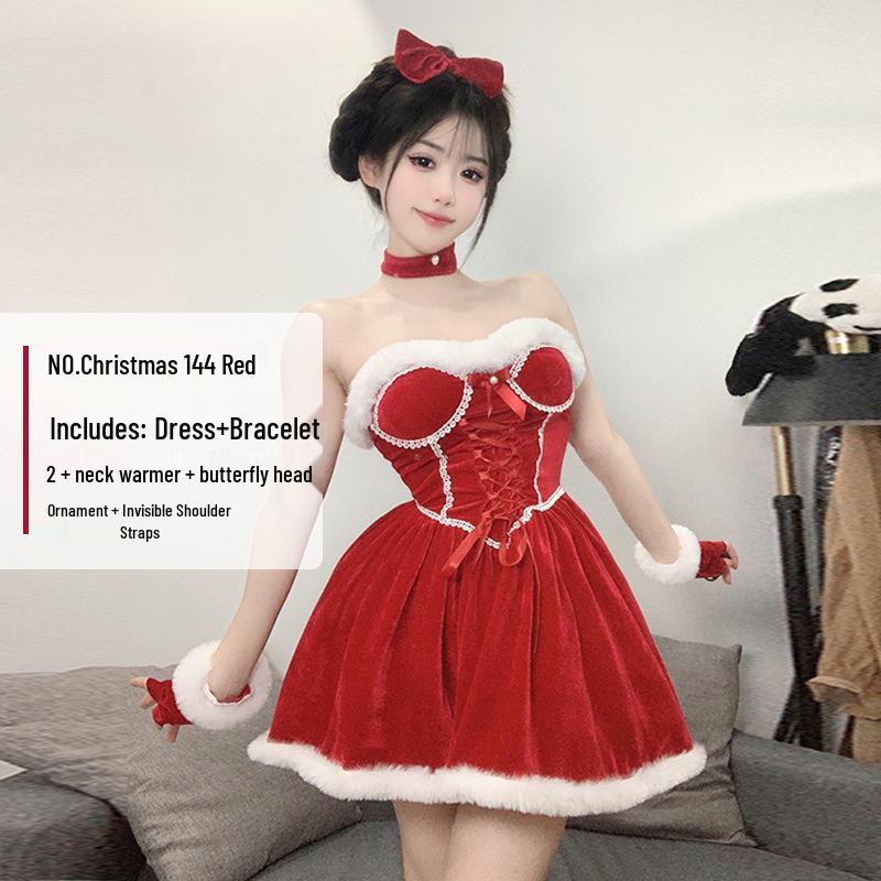 2025 Weihnachten Pailletten Schleife Neckholder Trägerlos Bodycon Mini Kleid