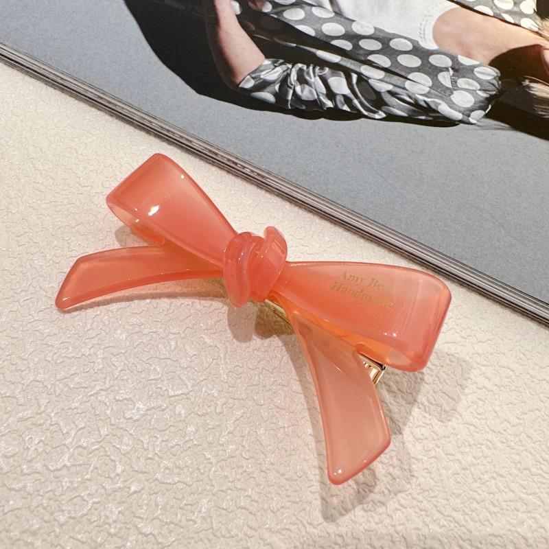 6.5cm Bowknot Acetate Alloy Hairclip Barrette Candy Pinky Color Side Clip Duck Bill for Children and Girls Kawai Korean Fashion