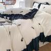 3/4PCS Rose Embroidered Duvet Cover Set (1*Duvet Cover + 2*Pillowcase, Without Core), Princess Style Lace Bedding Sheet Sets