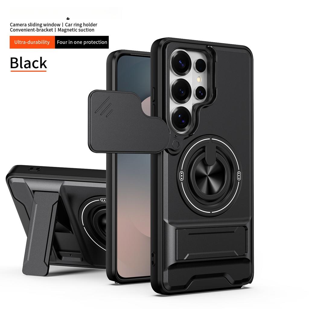 For Samsung Galaxy S21 S22 S23 S24 S25 S26 Ultra S26 Plus Luxury Plastic Rotating Magnetic Ring Holder Phone Case Shell