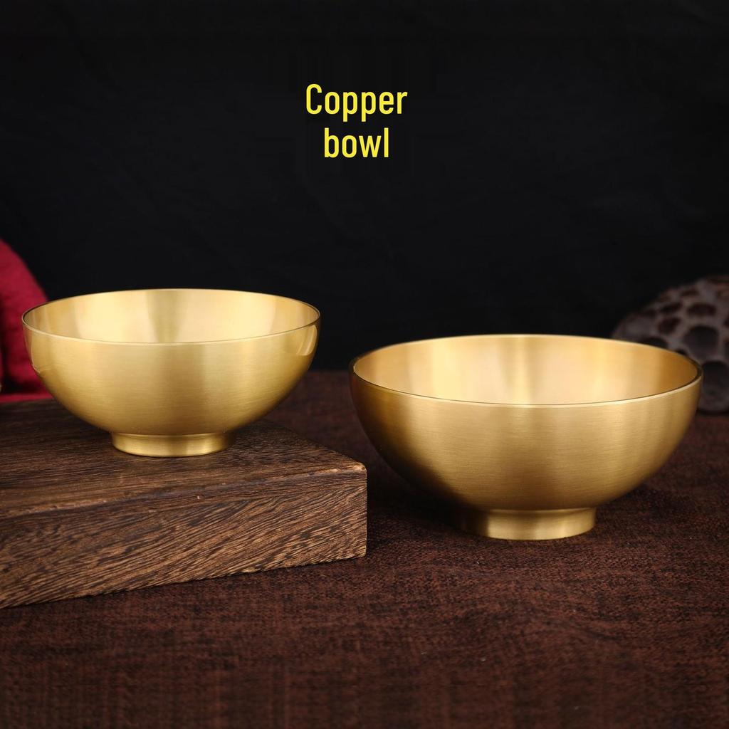 Glatte gebürstete Messing-Gold-Schatzschale - Chinesischer Stil Wasseropfer, Kupferornament für buddhistischen Saal, Frühlingsfestgeschenk
