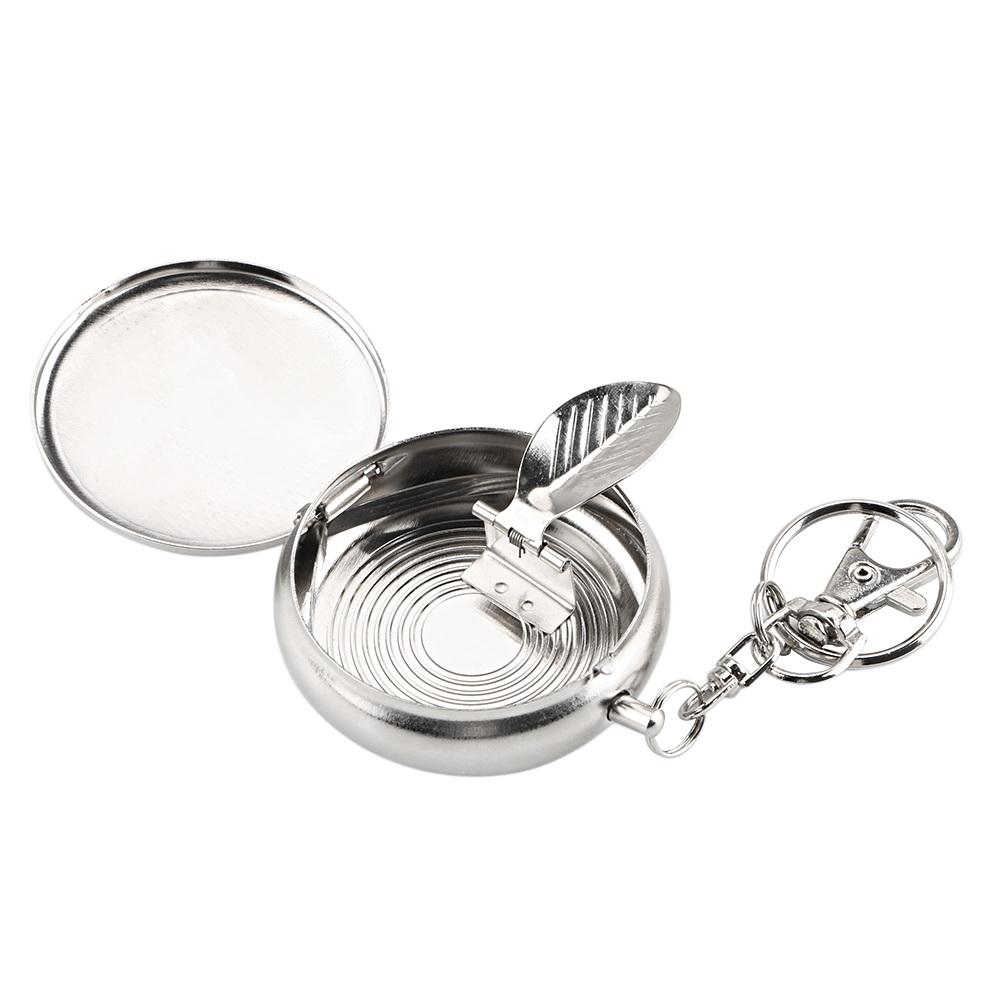 Pocket Ashtray Mini Stainless Steel Vehicle Cigarette Ashtray Portable Ashtray with Key Chain